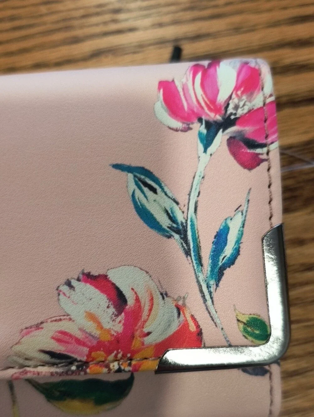 Nine West Pink Floral Wallet Clutch with Multicolor Blooms